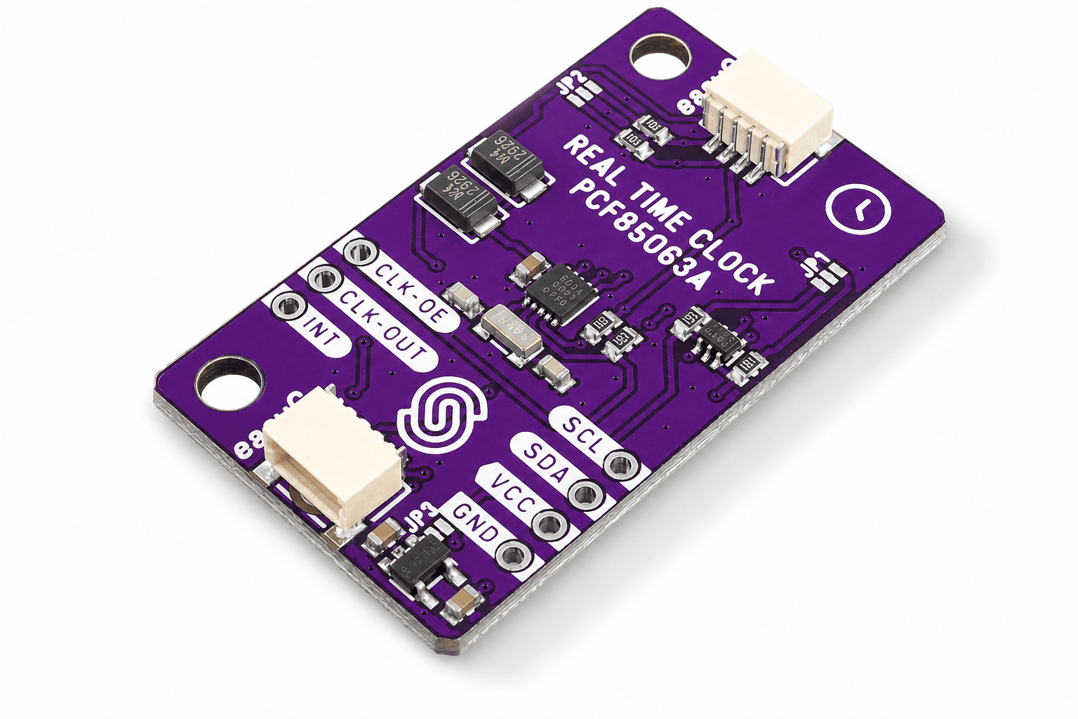 Open hardware PCF85063A real-time-clock board rendered from its published design files