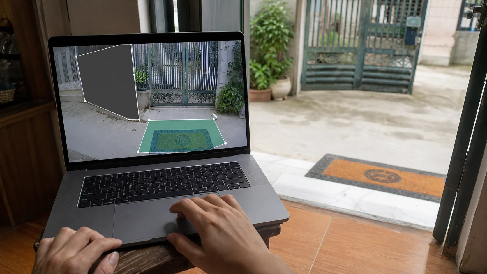 Thiết lập vùng phát hiện trước thảm cửa và che vùng nhà hàng xóm trên hình ảnh chuông cửa