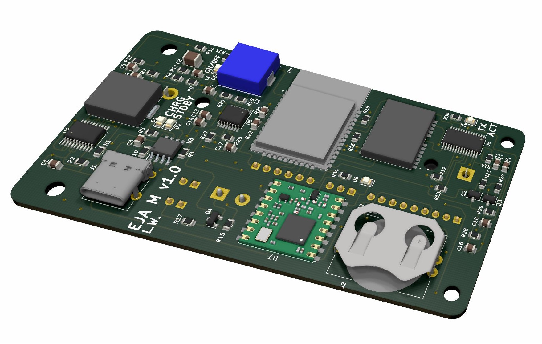 EJA M v1.0 board render, angled view